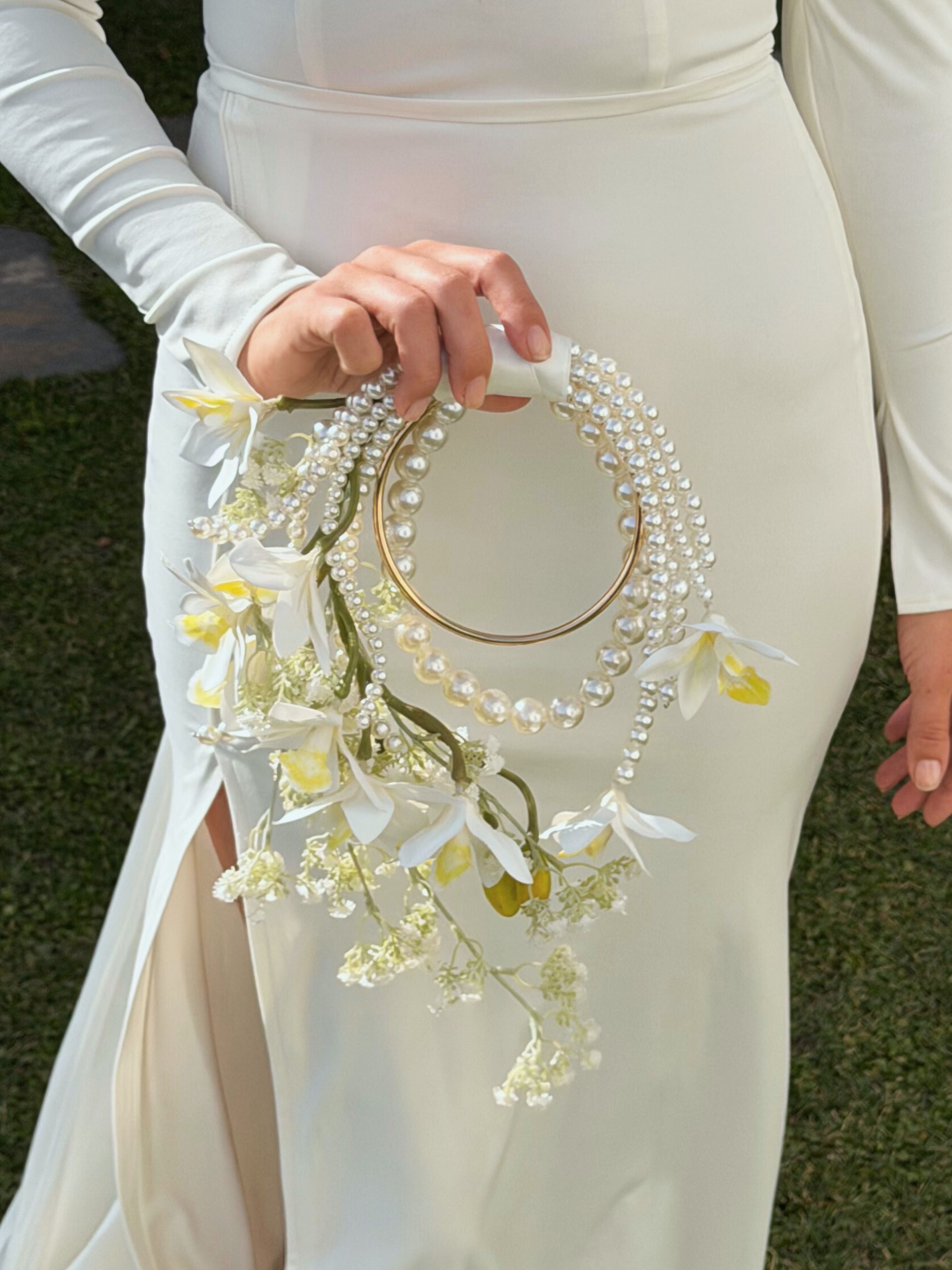 Orkide İnci Halkalı Gelin Buketi Kalibridal