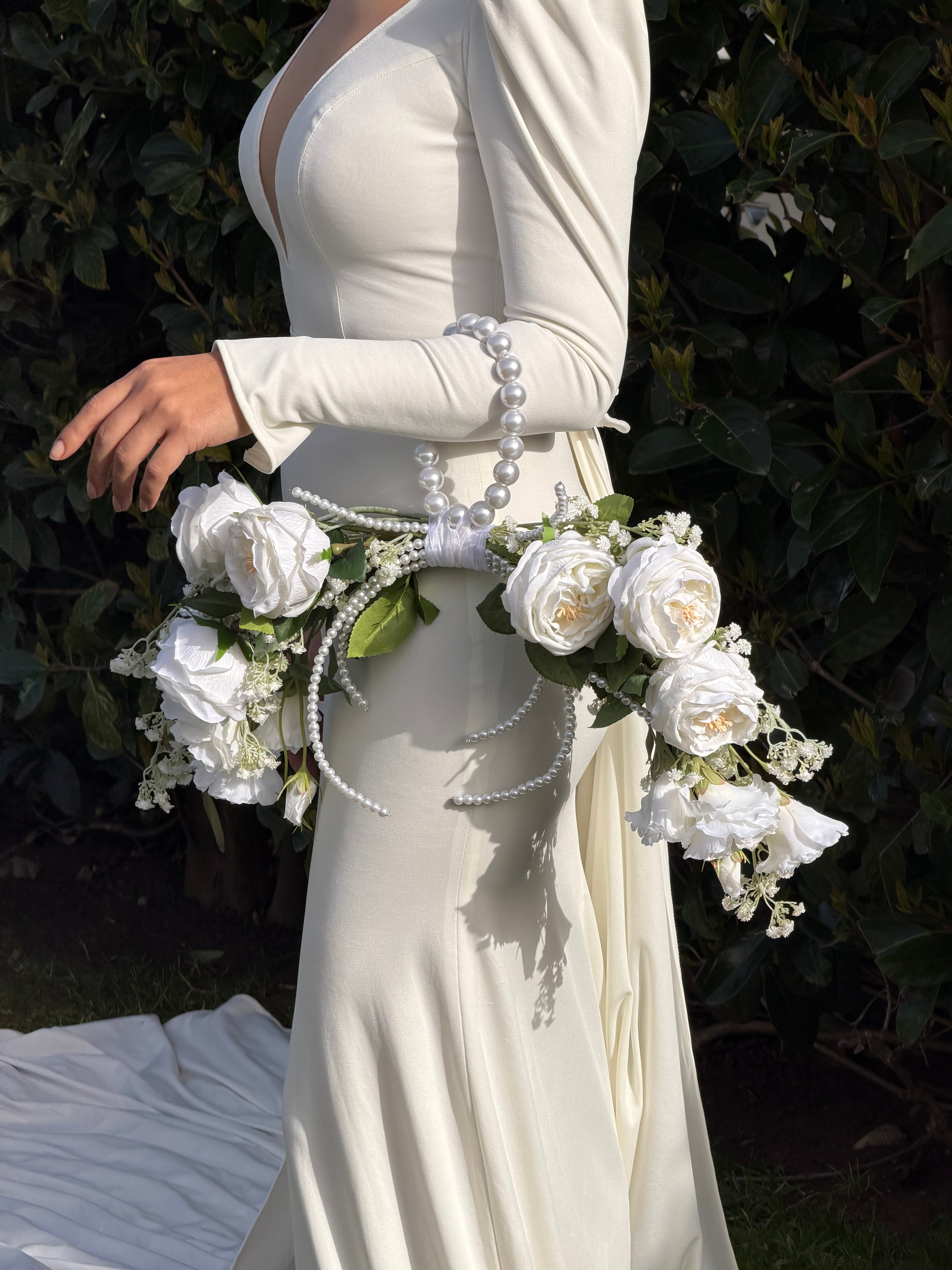 Şakayık İnci Saplı Gelin Buketi Kalibridal